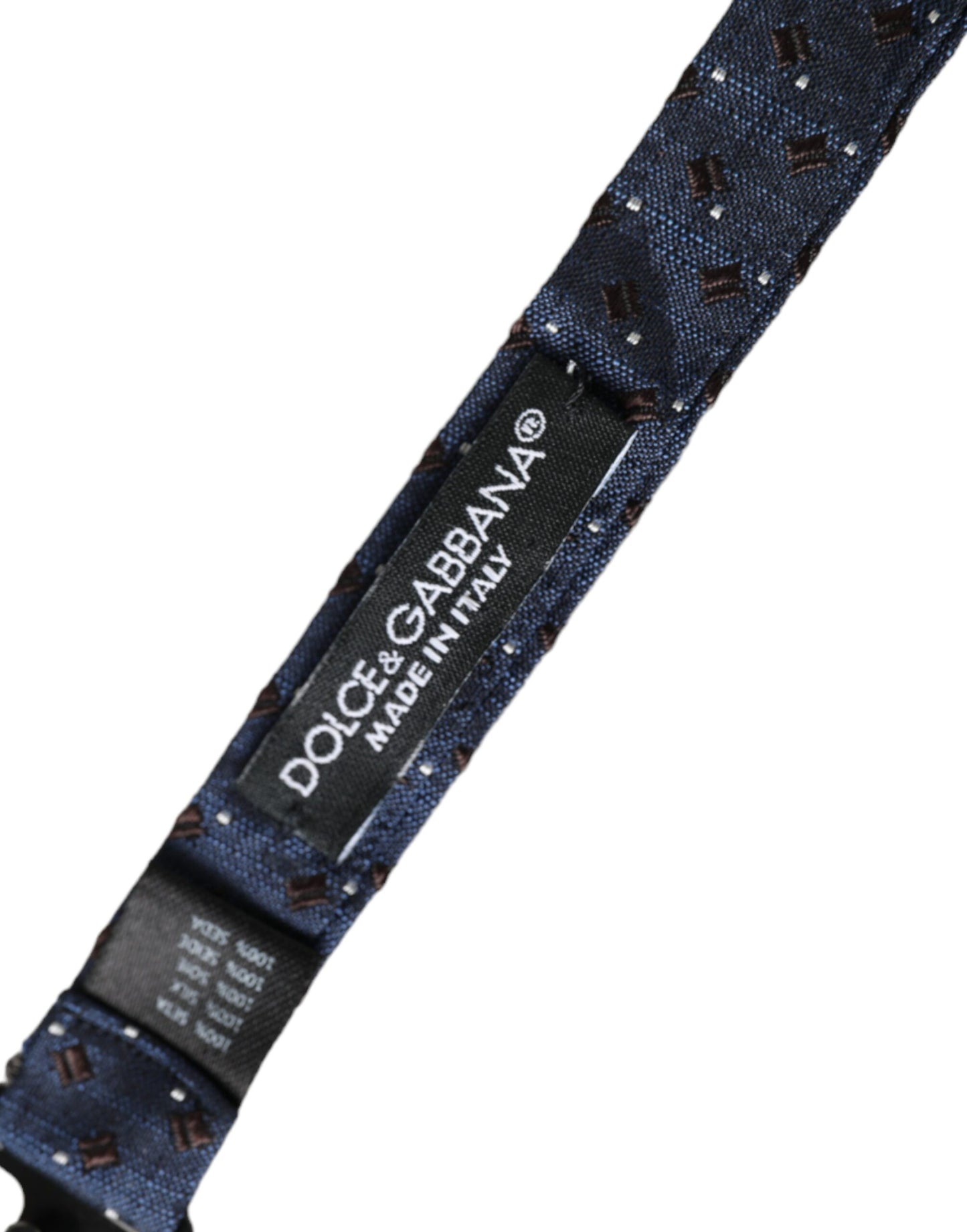 Dolce &amp; Gabbana Navy Blue Silk Patterned Adjustable Men Papillon Bow Tie