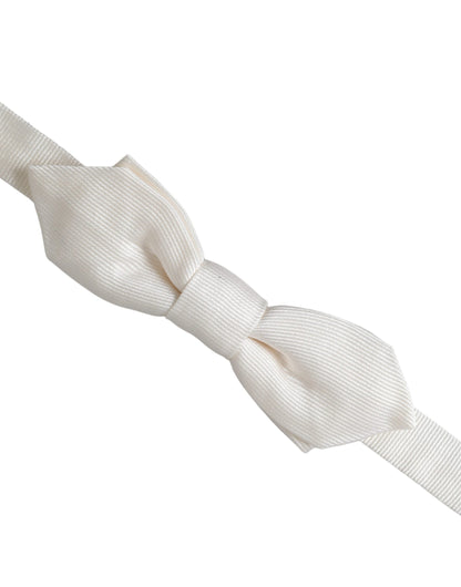 Nœud papillon ajustable en soie blanche Dolce &amp; Gabbana pour homme