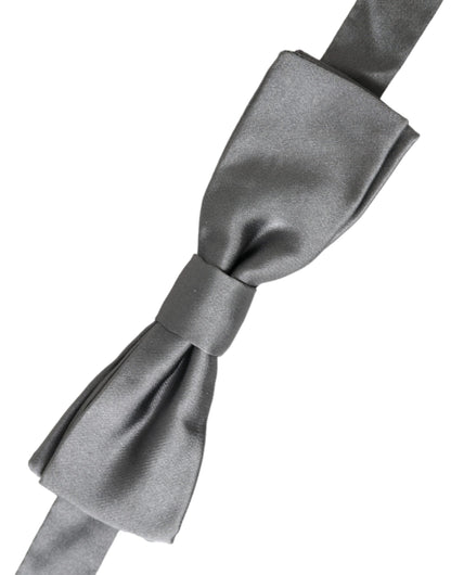 Nœud papillon papillon réglable en satin de soie gris Dolce &amp; Gabbana pour homme