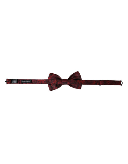 Nœud papillon ajustable en soie rouge à fleurs Dolce &amp; Gabbana pour homme