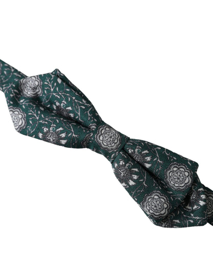 Nœud papillon ajustable en soie verte à fleurs Dolce &amp; Gabbana pour homme