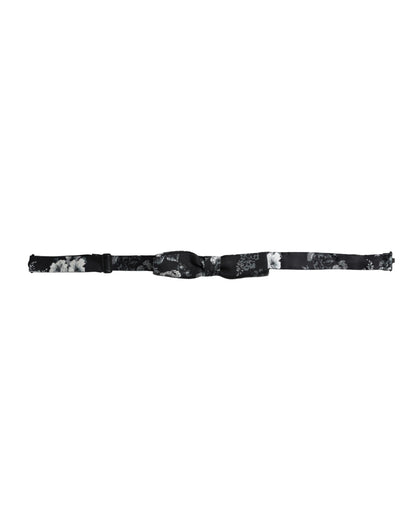 Nœud papillon ajustable en soie noire à fleurs Dolce &amp; Gabbana pour homme