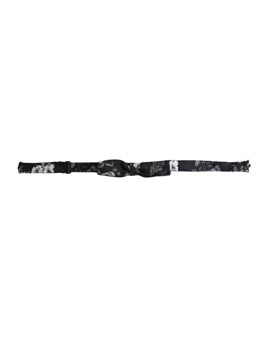 Nœud papillon ajustable en soie noire à fleurs Dolce &amp; Gabbana pour homme