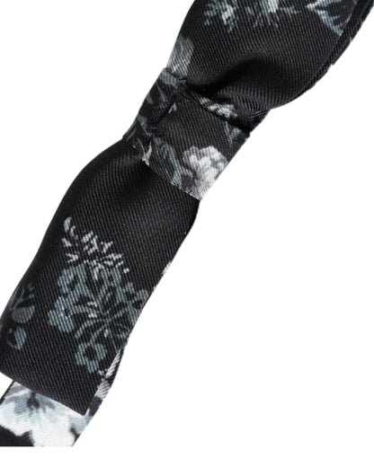 Nœud papillon ajustable en soie noire à fleurs Dolce &amp; Gabbana pour homme