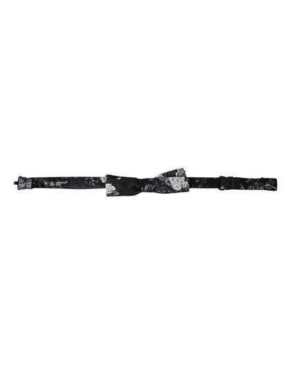 Nœud papillon ajustable en soie noire à fleurs Dolce &amp; Gabbana pour homme
