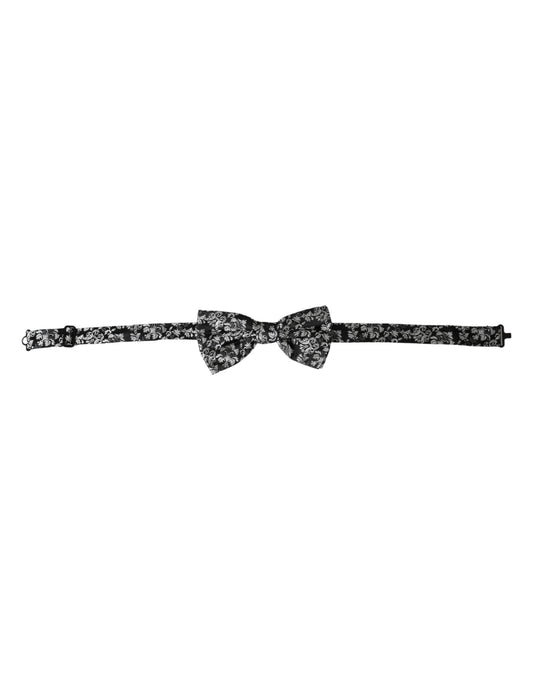 Nœud papillon ajustable en soie noire à fleurs Dolce &amp; Gabbana pour homme