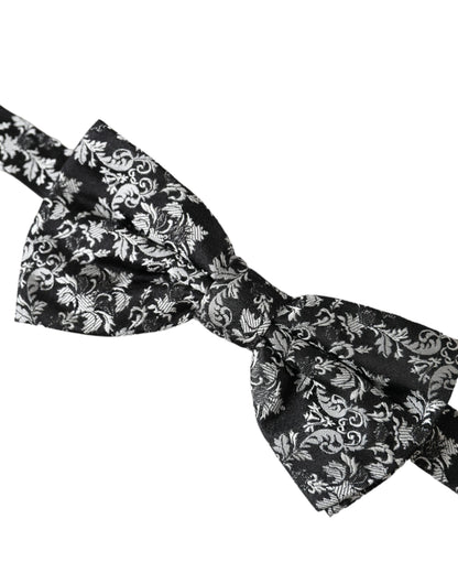 Nœud papillon ajustable en soie noire à fleurs Dolce &amp; Gabbana pour homme