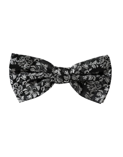 Nœud papillon ajustable en soie noire à fleurs Dolce &amp; Gabbana pour homme