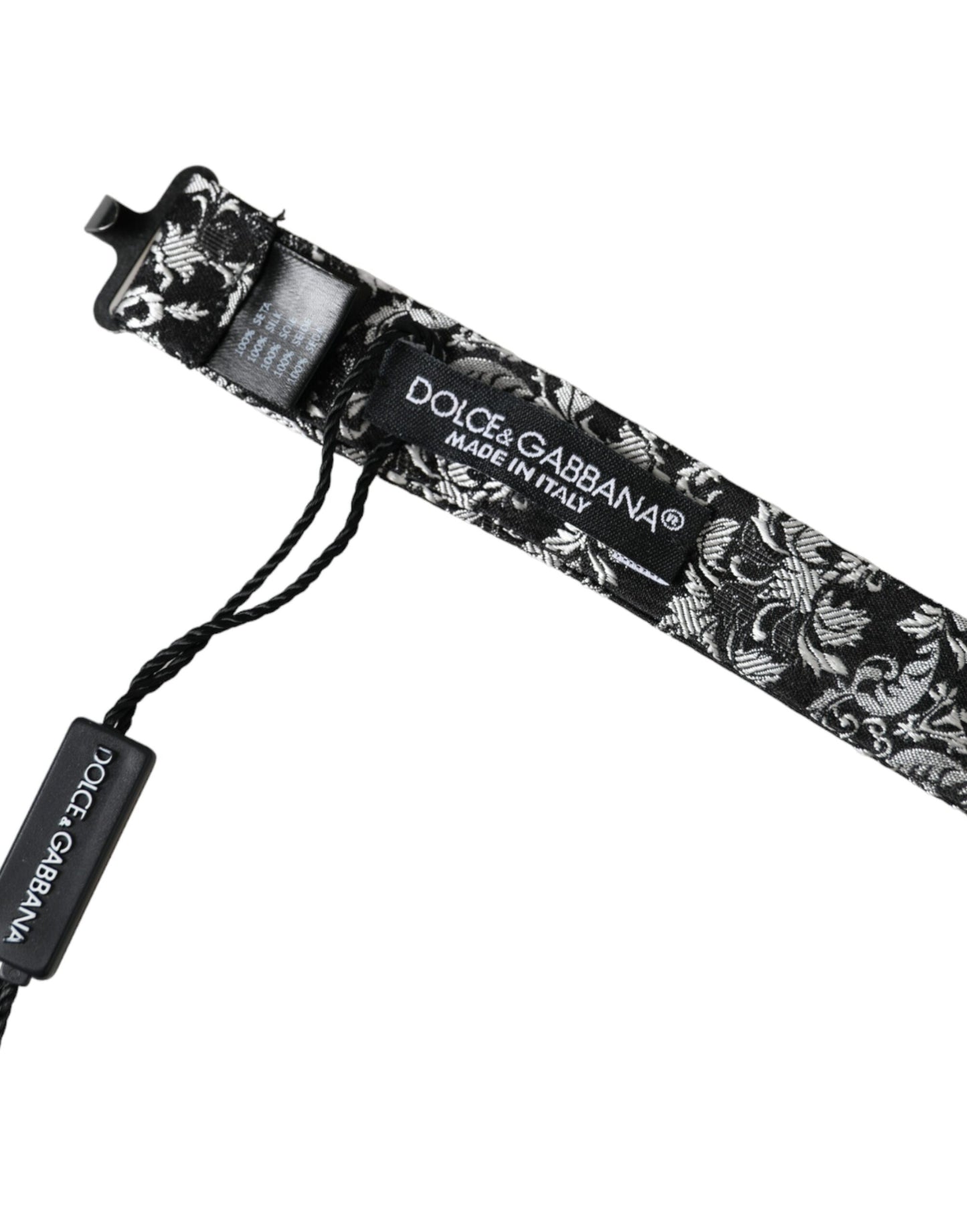 Nœud papillon ajustable en soie noire à fleurs Dolce &amp; Gabbana pour homme