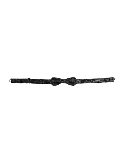 Dolce &amp; Gabbana Black Silk Jacquard Adjustable Neck Men Bow Tie
