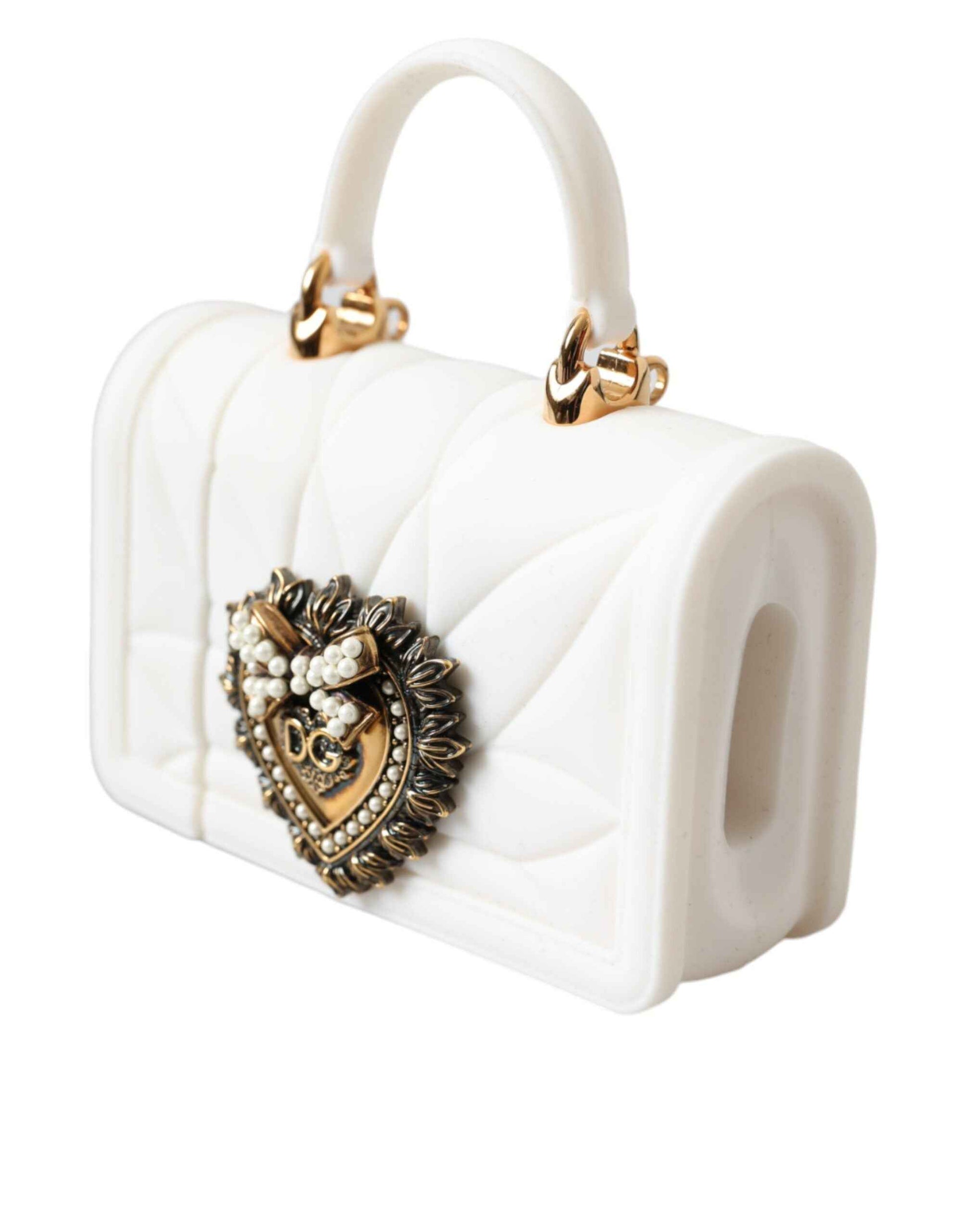 Dolce & Gabbana White Silicone Devotion Heart Cover Hand Bag Airpod Case by Dolce & Gabbana