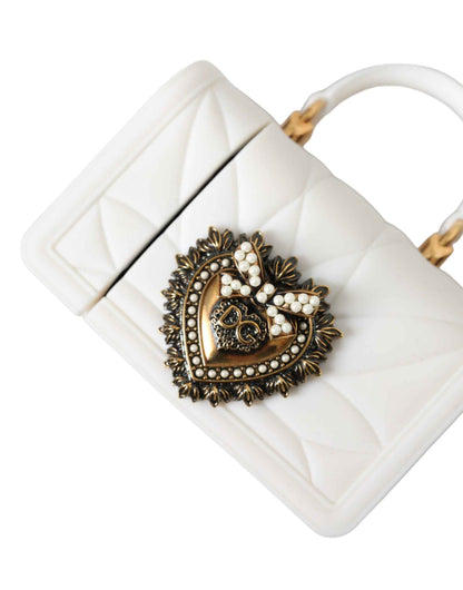 Dolce & Gabbana White Silicone Devotion Heart Cover Hand Bag Airpod Case by Dolce & Gabbana