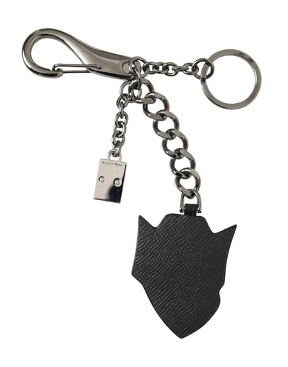 Porte-clés Dolce &amp; Gabbana en laiton argenté avec logo Black Prince Studs