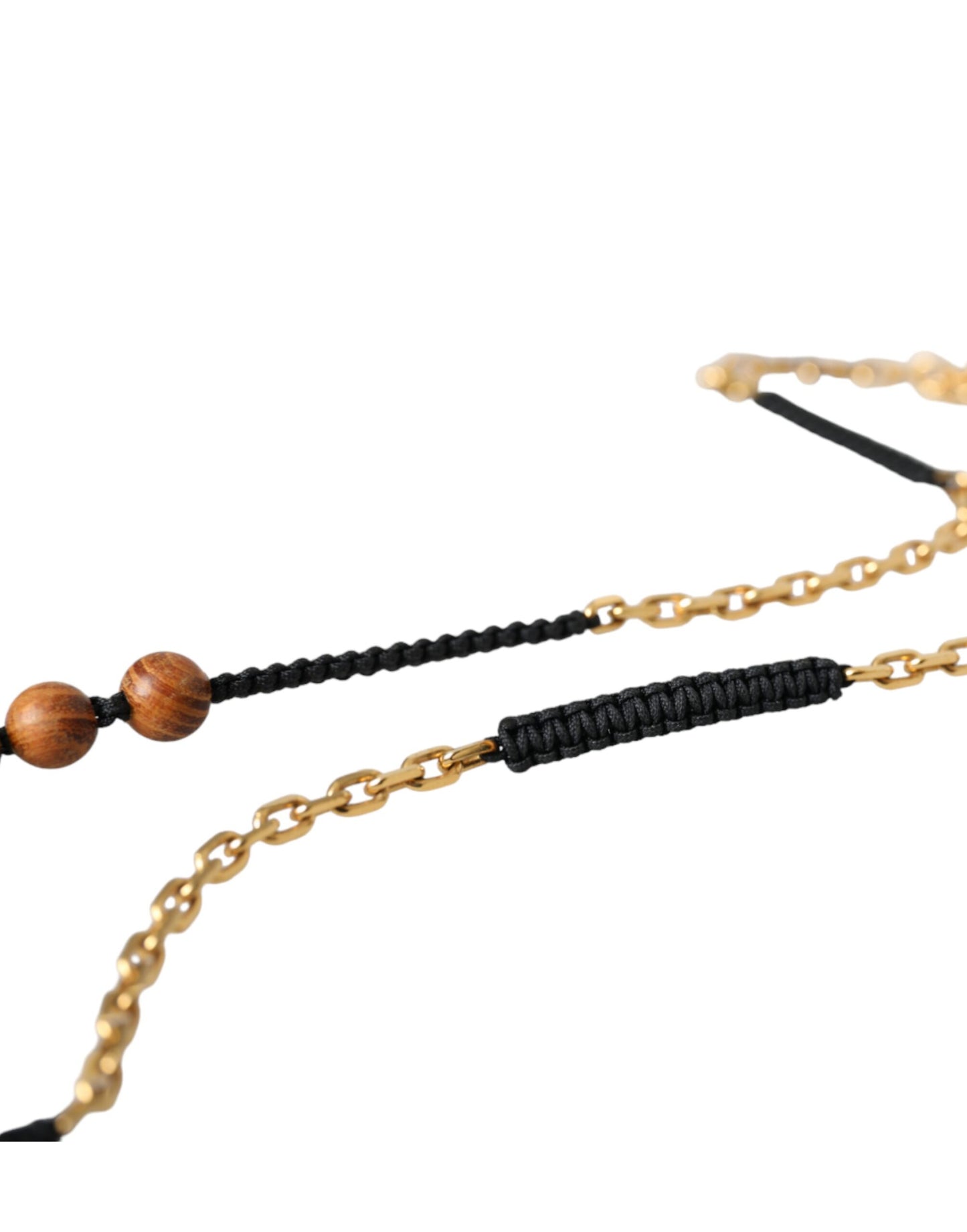Pendentif Dolce &amp; Gabbana avec logo en perles de bois et or noir