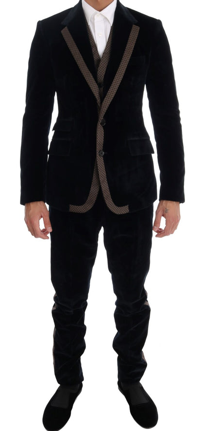 Costume trois pièces slim bleu élégant Dolce &amp; Gabbana