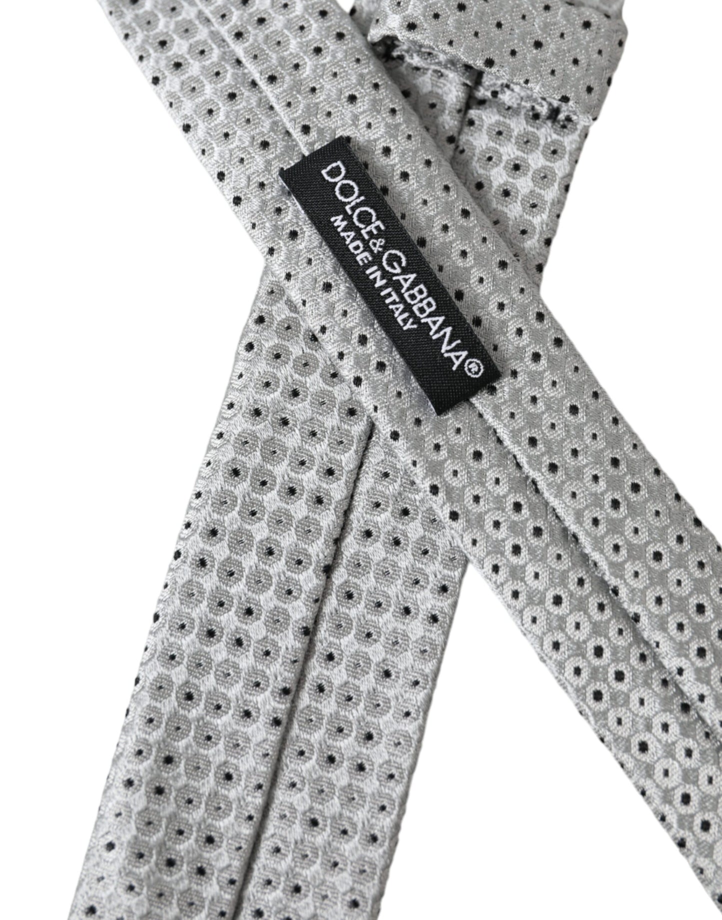 Dolce &amp; Gabbana Light Gray Polka Dot Silk Adjustable Men Tie
