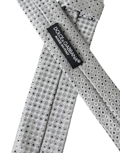 Dolce &amp; Gabbana Light Gray Polka Dot Silk Adjustable Men Tie
