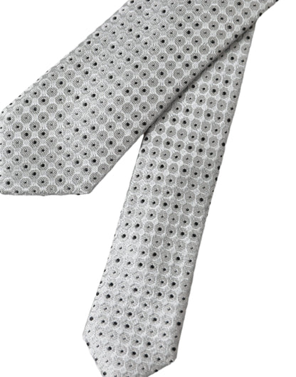 Dolce &amp; Gabbana Light Gray Polka Dot Silk Adjustable Men Tie