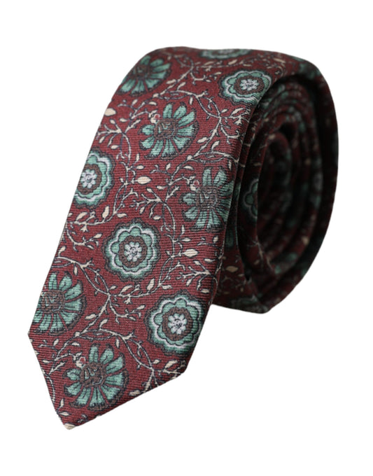Cravate ajustable pour homme Dolce &amp; Gabbana bordeaux à fleurs 100 % soie