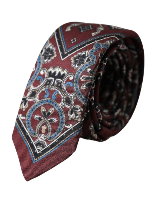 Cravate ajustable pour homme Dolce &amp; Gabbana Bordeaux imprimée 100 % soie