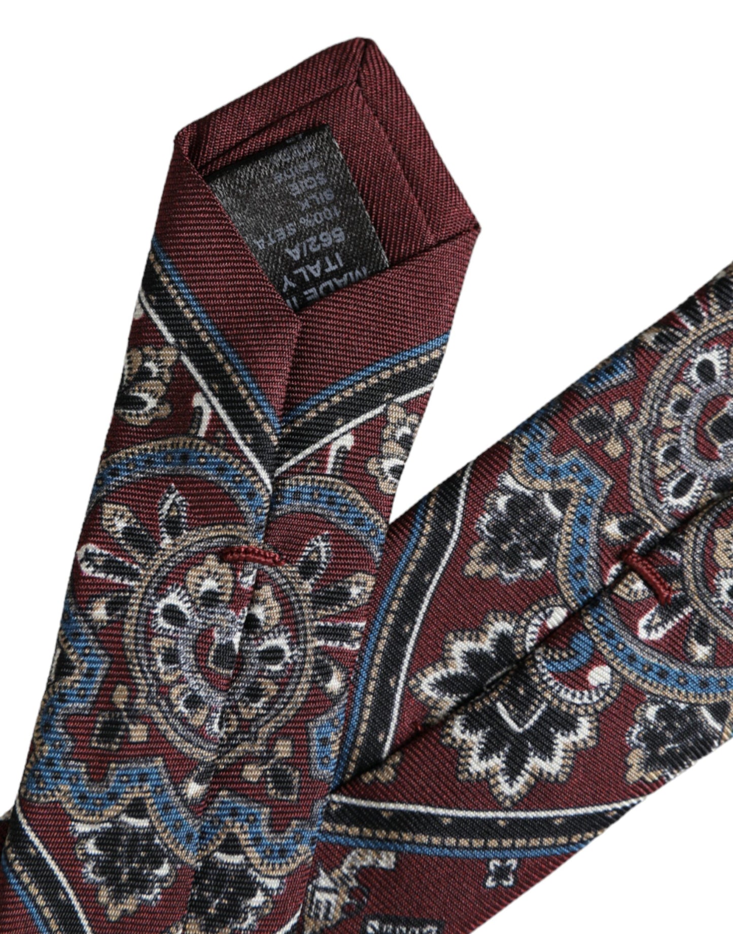 Cravate ajustable pour homme Dolce &amp; Gabbana Bordeaux imprimée 100 % soie