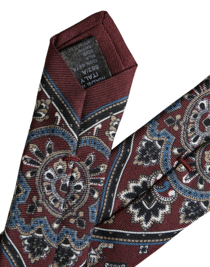 Cravate ajustable pour homme Dolce &amp; Gabbana Bordeaux imprimée 100 % soie