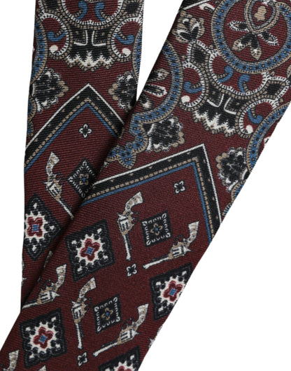Cravate ajustable pour homme Dolce &amp; Gabbana Bordeaux imprimée 100 % soie