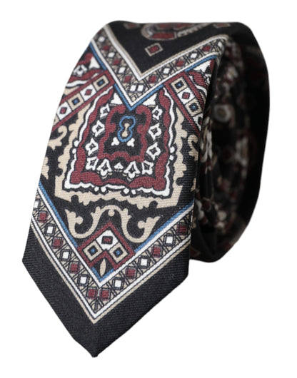 Cravate ajustable pour homme Dolce &amp; Gabbana en soie imprimée noire 100 %