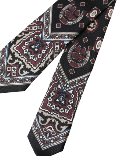 Cravate ajustable pour homme Dolce &amp; Gabbana en soie imprimée noire 100 %