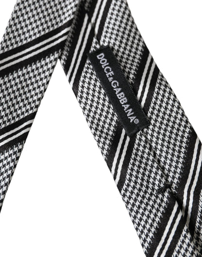 Cravate ajustable en soie à rayures noires et blanches Dolce &amp; Gabbana