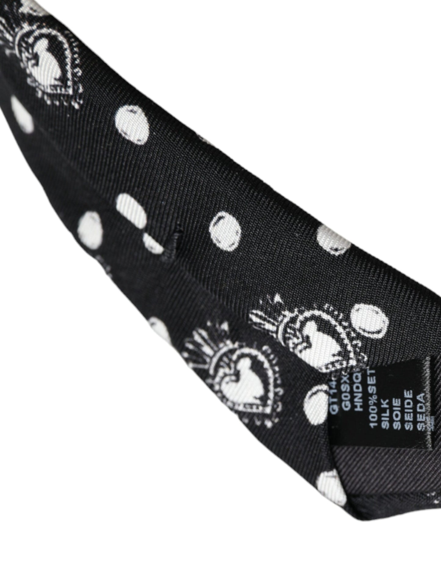 Dolce &amp; Gabbana Black Heart Polka Dot Adjustable Tie