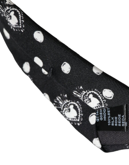Dolce &amp; Gabbana Black Heart Polka Dot Adjustable Tie