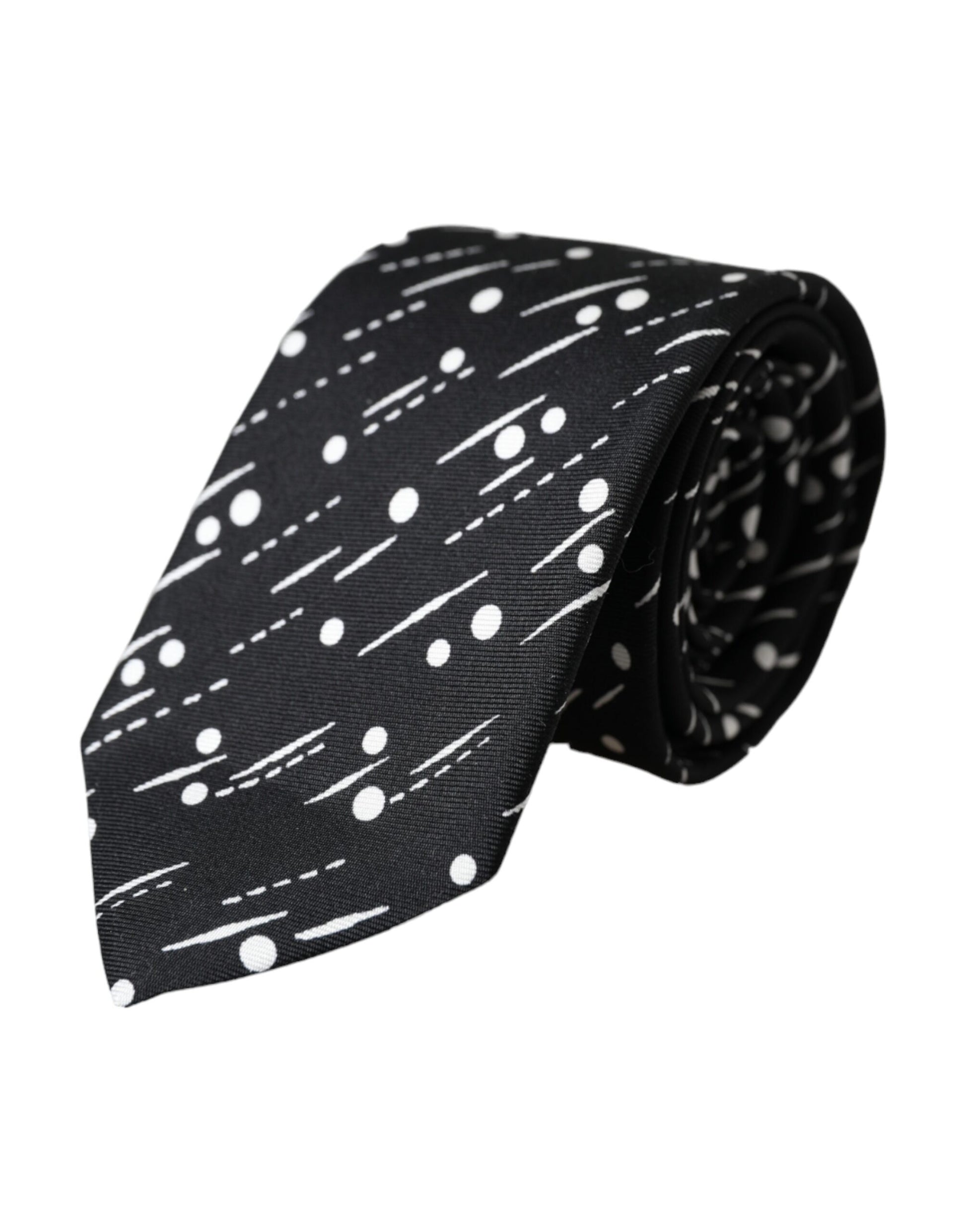 Dolce & Gabbana Black Dotted 100% Silk Adjustable Tie by Dolce & Gabbana
