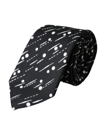 Dolce & Gabbana Black Dotted 100% Silk Adjustable Tie by Dolce & Gabbana