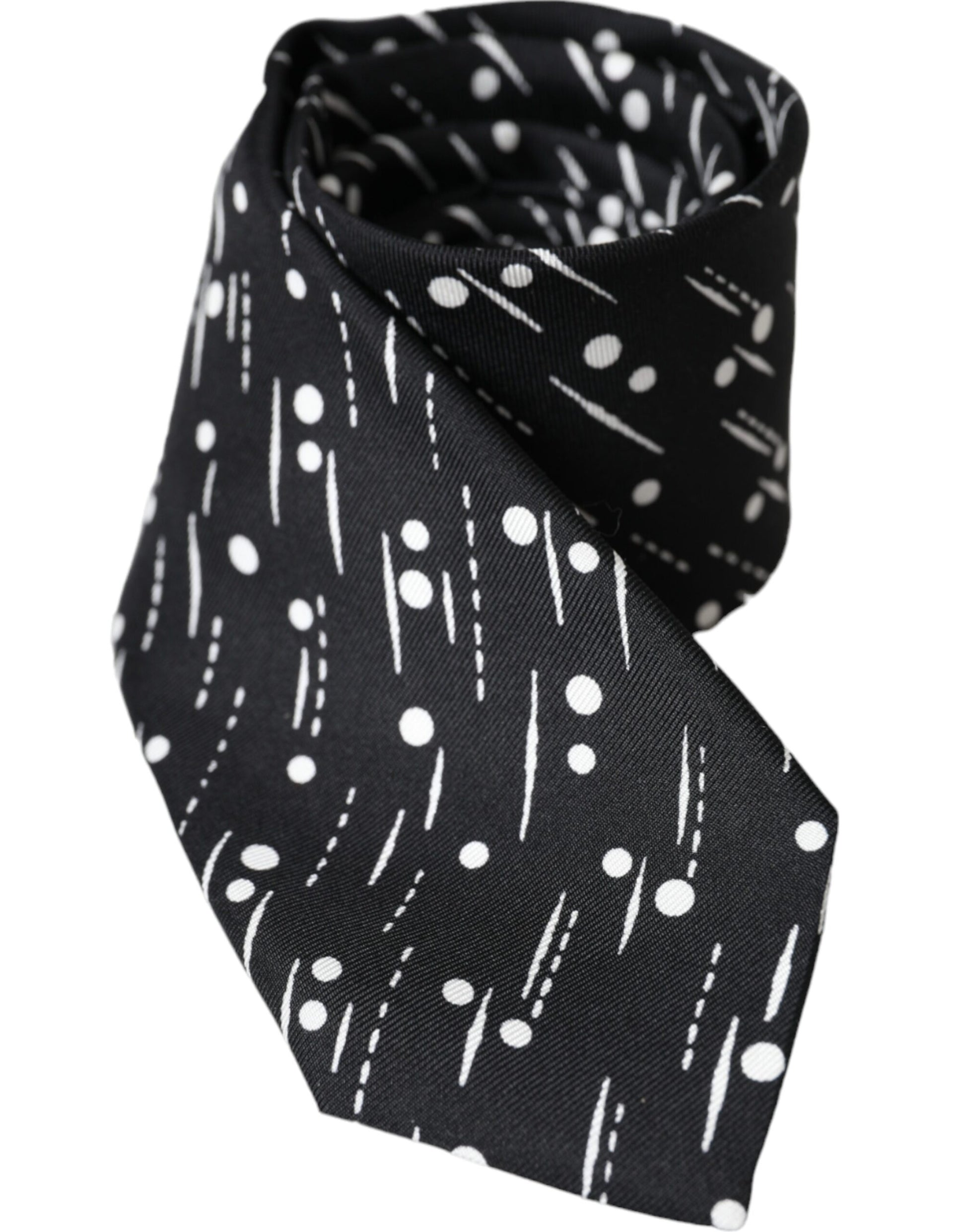 Dolce & Gabbana Black Dotted 100% Silk Adjustable Tie by Dolce & Gabbana