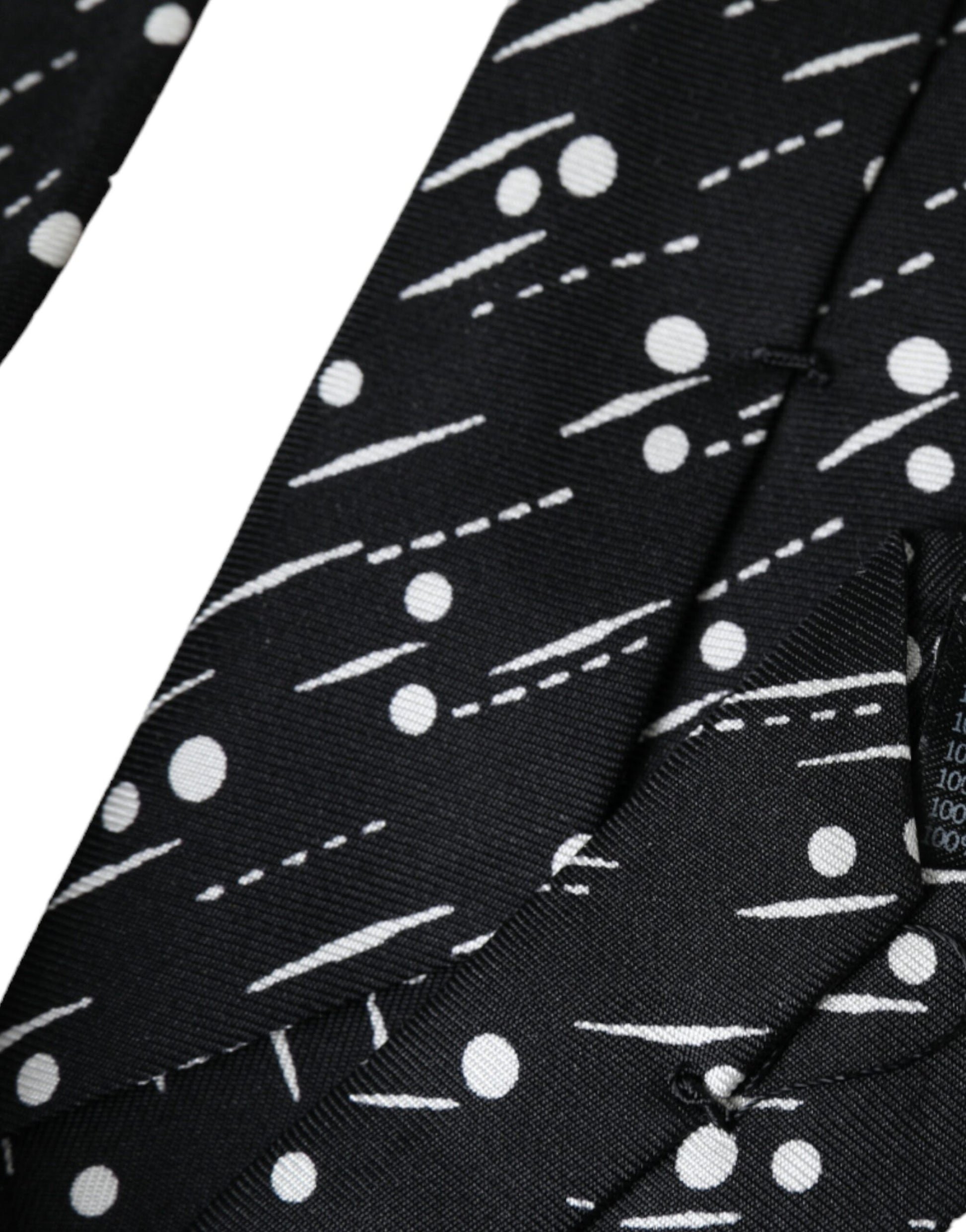Dolce & Gabbana Black Dotted 100% Silk Adjustable Tie by Dolce & Gabbana