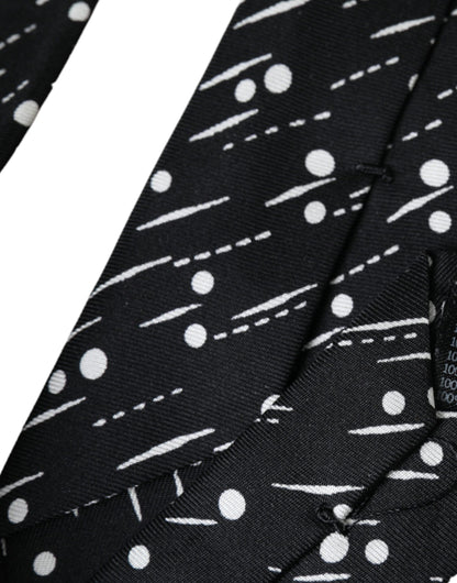 Dolce & Gabbana Black Dotted 100% Silk Adjustable Tie by Dolce & Gabbana
