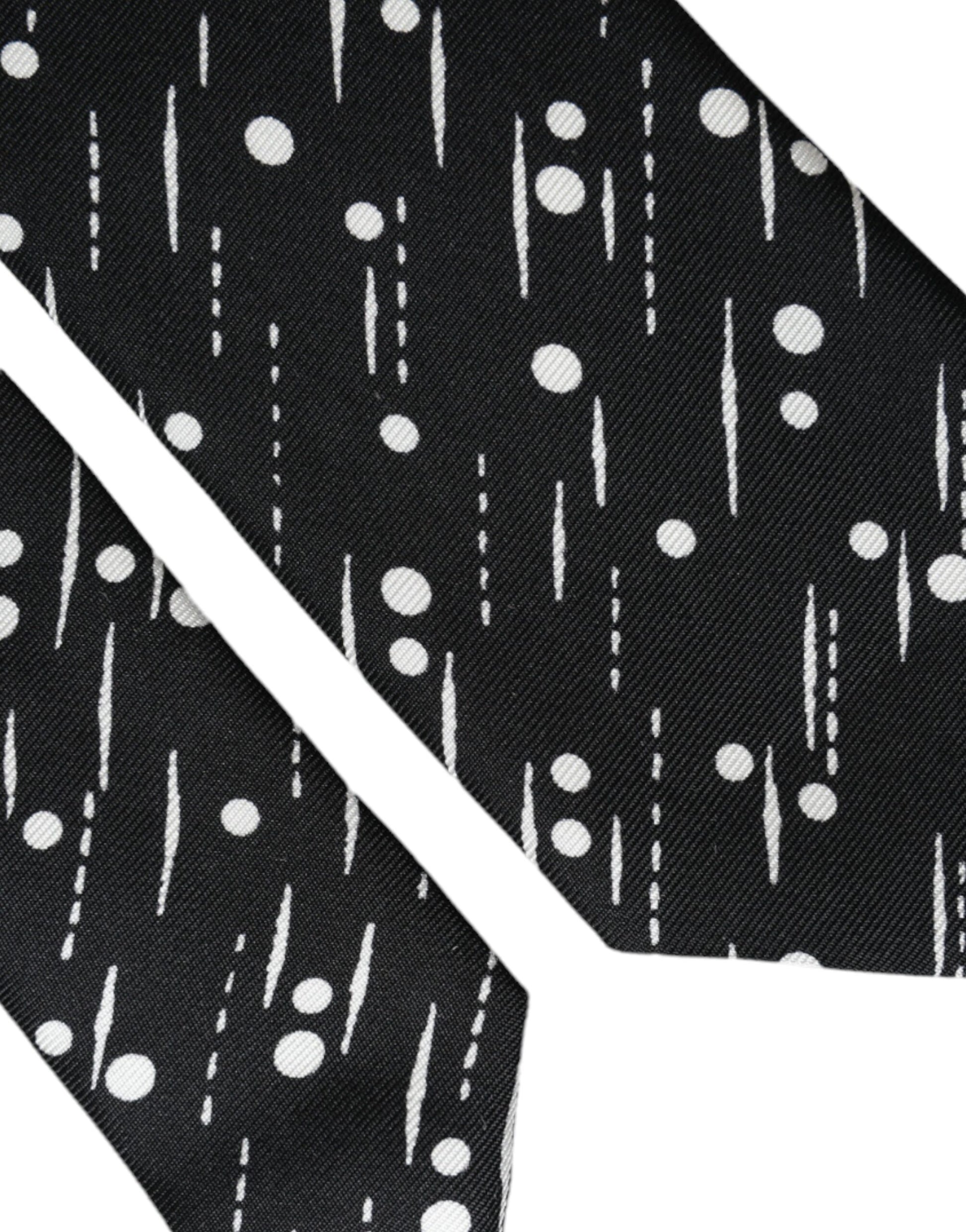 Dolce & Gabbana Black Dotted 100% Silk Adjustable Tie by Dolce & Gabbana