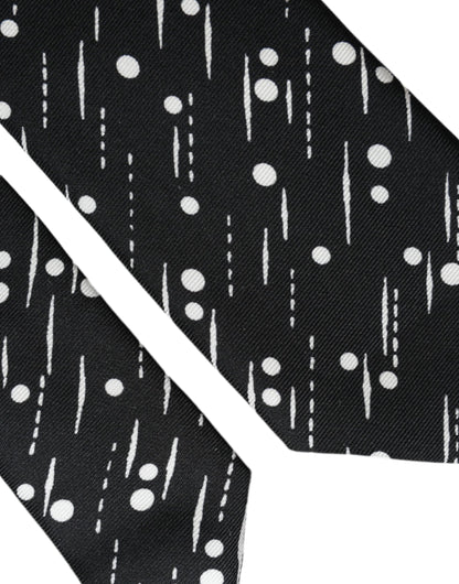 Dolce & Gabbana Black Dotted 100% Silk Adjustable Tie by Dolce & Gabbana