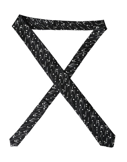 Dolce & Gabbana Black Dotted 100% Silk Adjustable Tie by Dolce & Gabbana