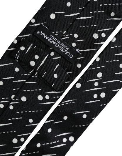 Dolce & Gabbana Black Dotted 100% Silk Adjustable Tie by Dolce & Gabbana