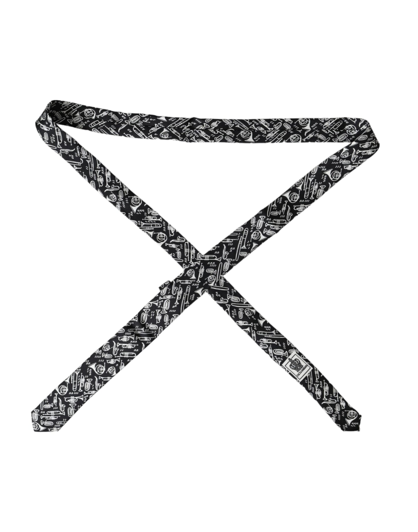 Dolce & Gabbana Black Trumpet Print Silk Adjustable Tie by Dolce & Gabbana