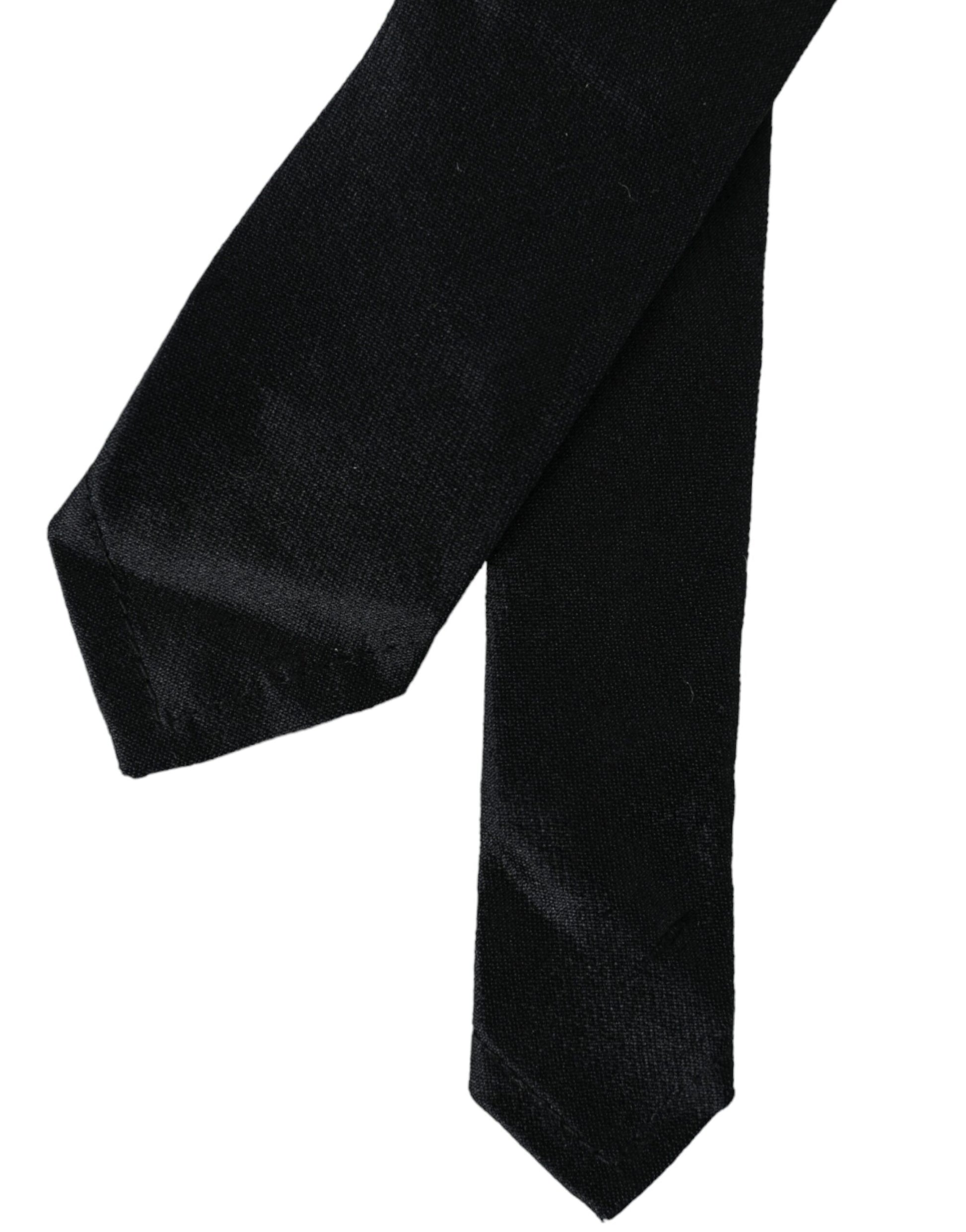 Dolce & Gabbana Black Solid 100% Silk Adjustable Tie by Dolce & Gabbana