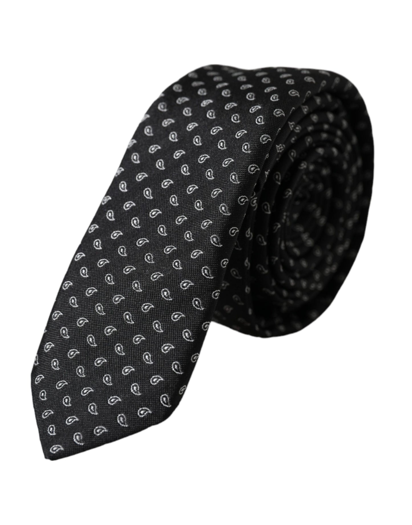 Cravate ajustable en soie à motifs jacquard noir Dolce &amp; Gabbana pour homme