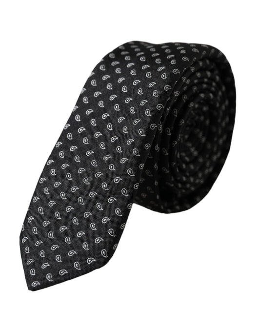 Cravate ajustable en soie à motifs jacquard noir Dolce &amp; Gabbana pour homme