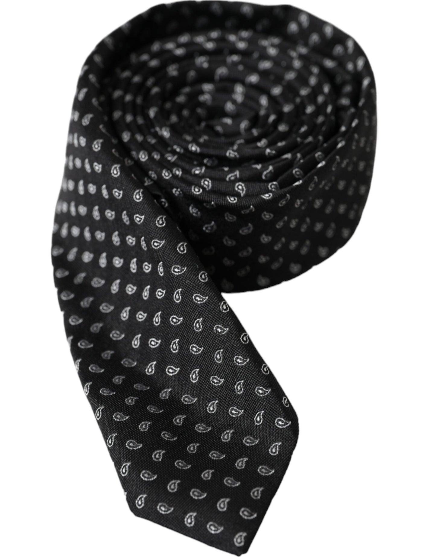 Cravate ajustable en soie à motifs jacquard noir Dolce &amp; Gabbana pour homme