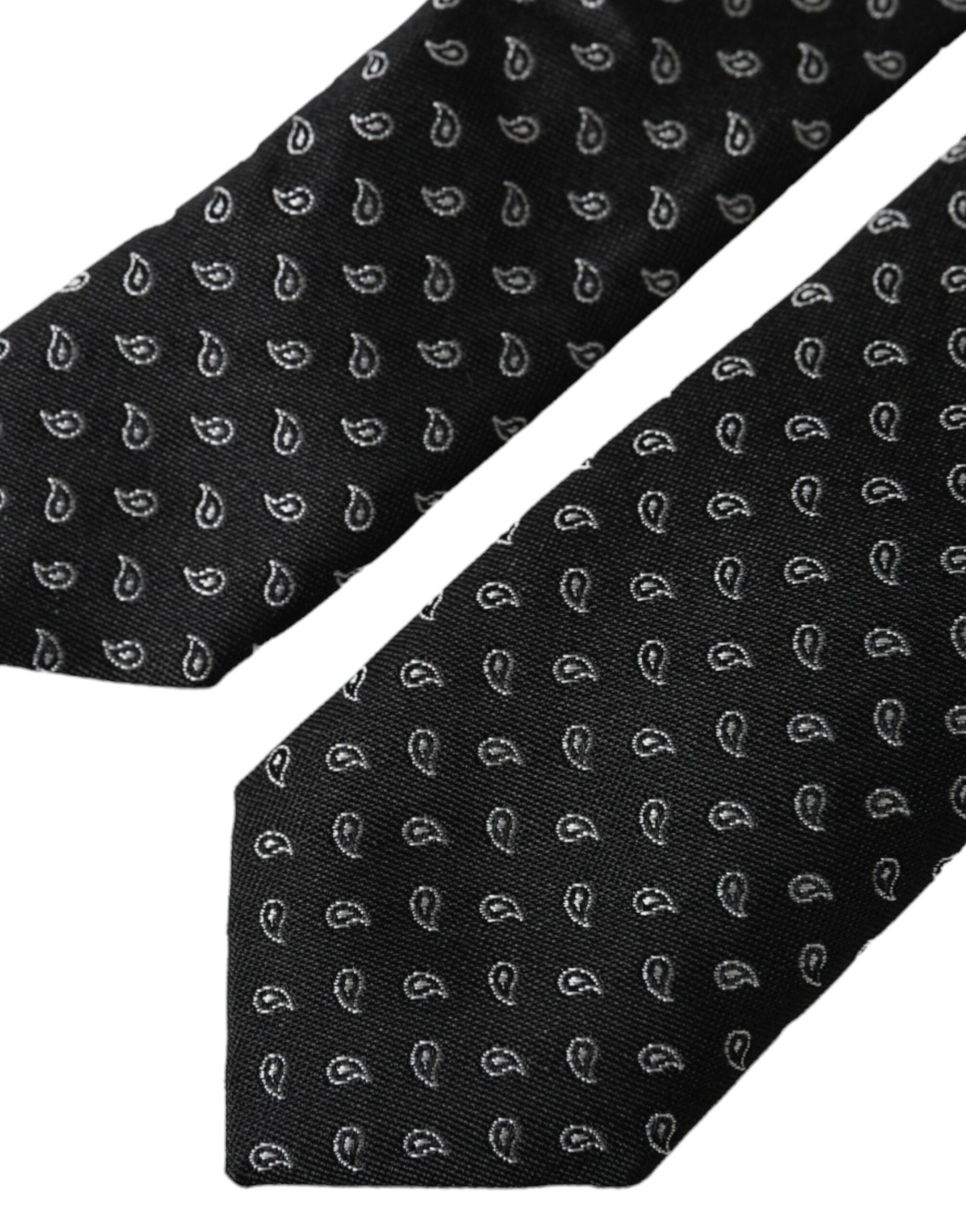 Cravate ajustable en soie à motifs jacquard noir Dolce &amp; Gabbana pour homme