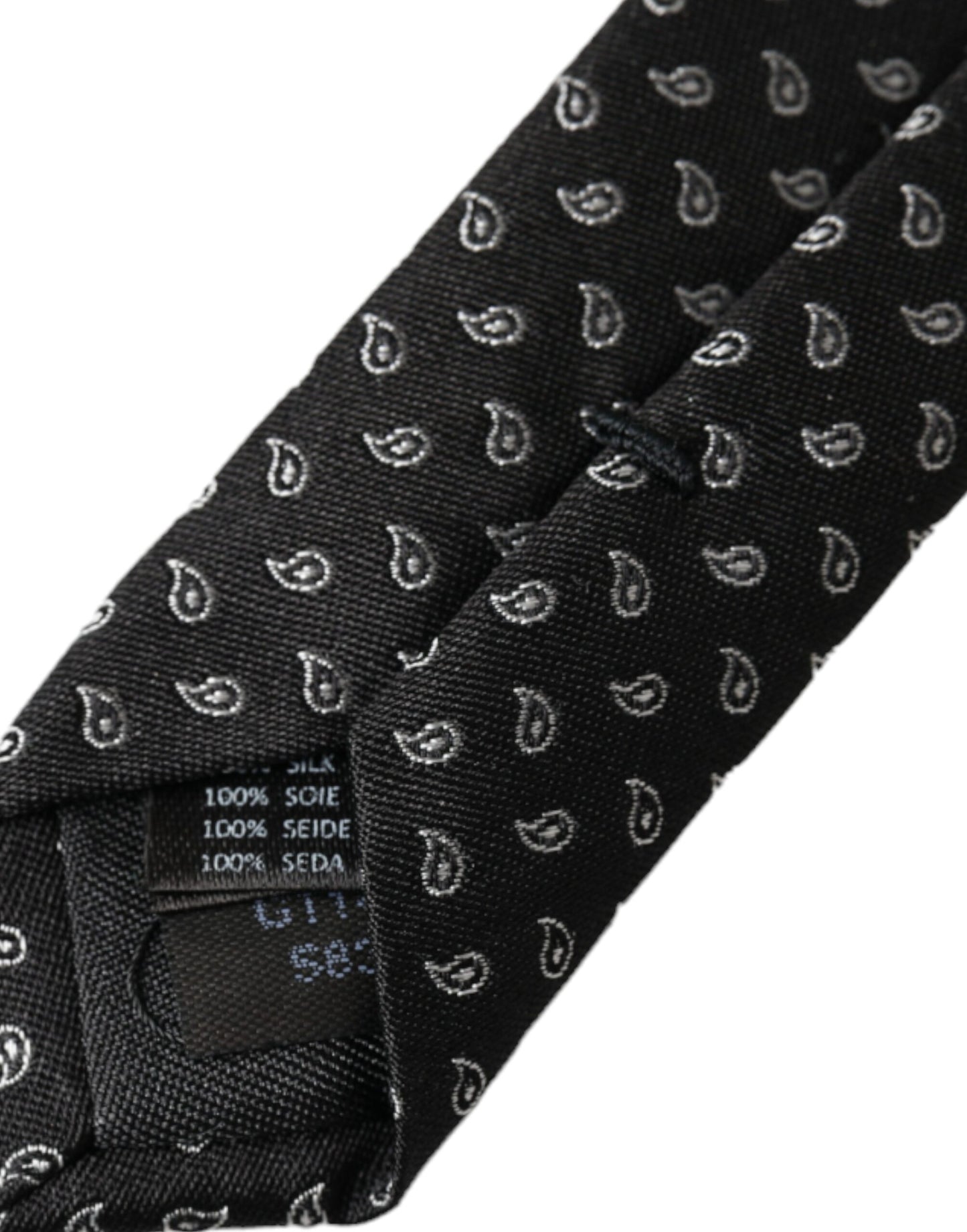 Cravate ajustable en soie à motifs jacquard noir Dolce &amp; Gabbana pour homme