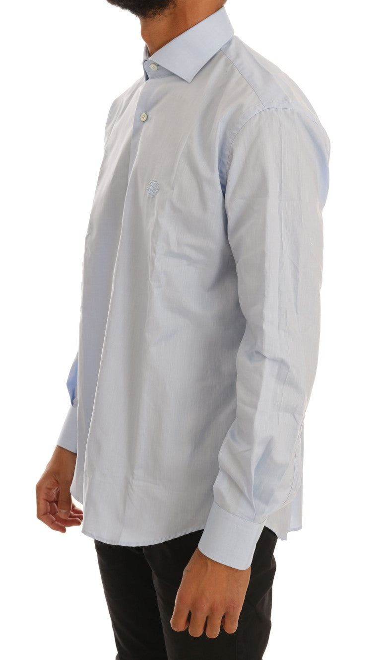 Cavalli Light Blue Cotton Slim Fit Dress Shirt by Cavalli