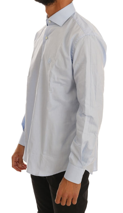 Cavalli Light Blue Cotton Slim Fit Dress Shirt by Cavalli